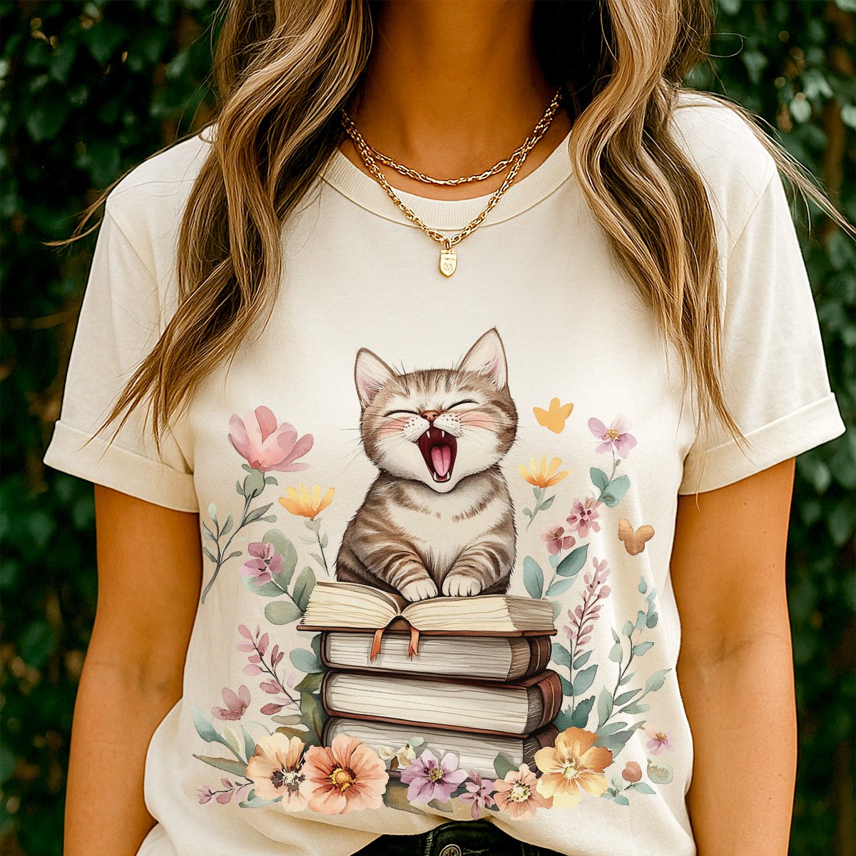 T-shirt feminina ALIZI Wine & Cats Fun 100% algodão