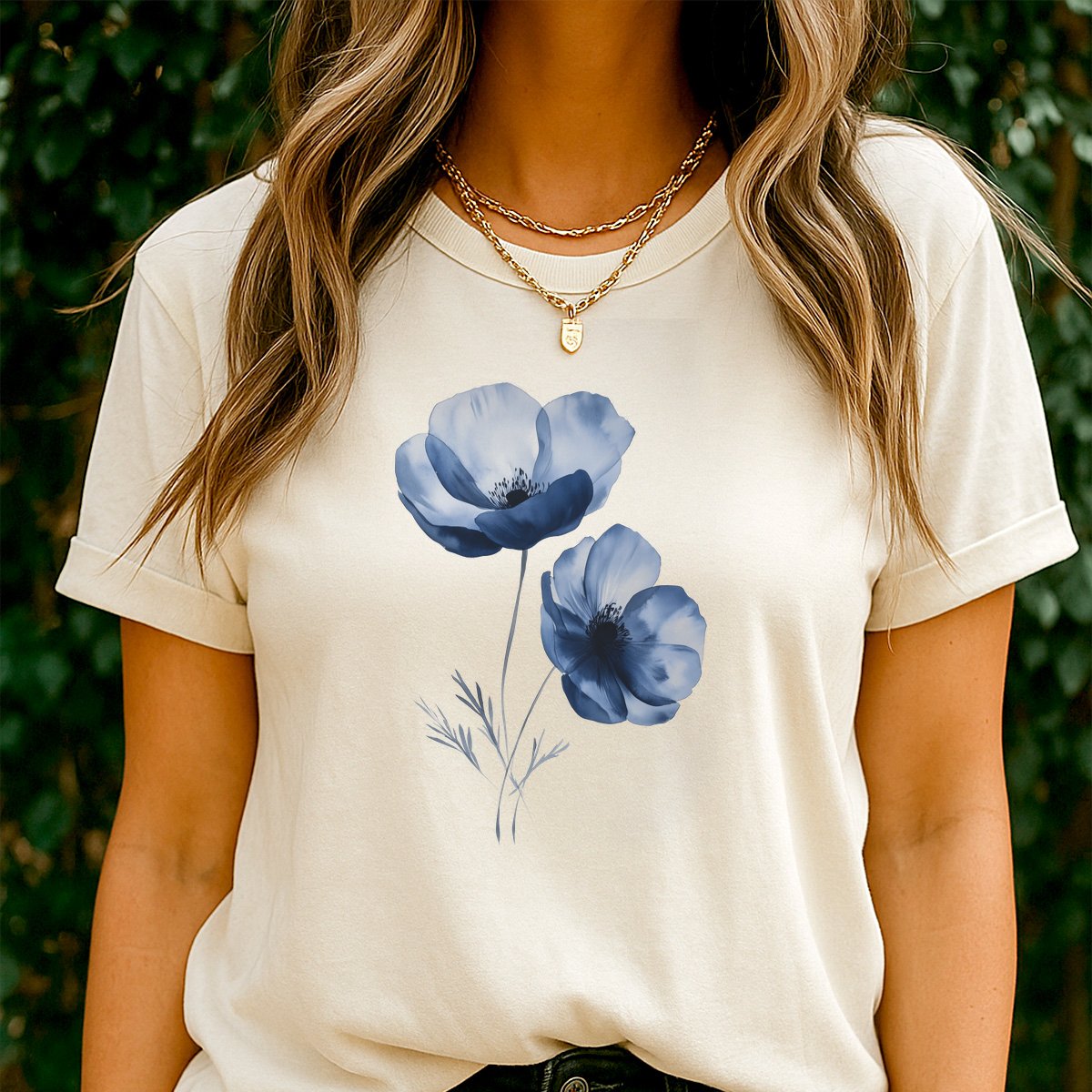 T-shirt feminina ALIZI Blue Bloom Rock Style